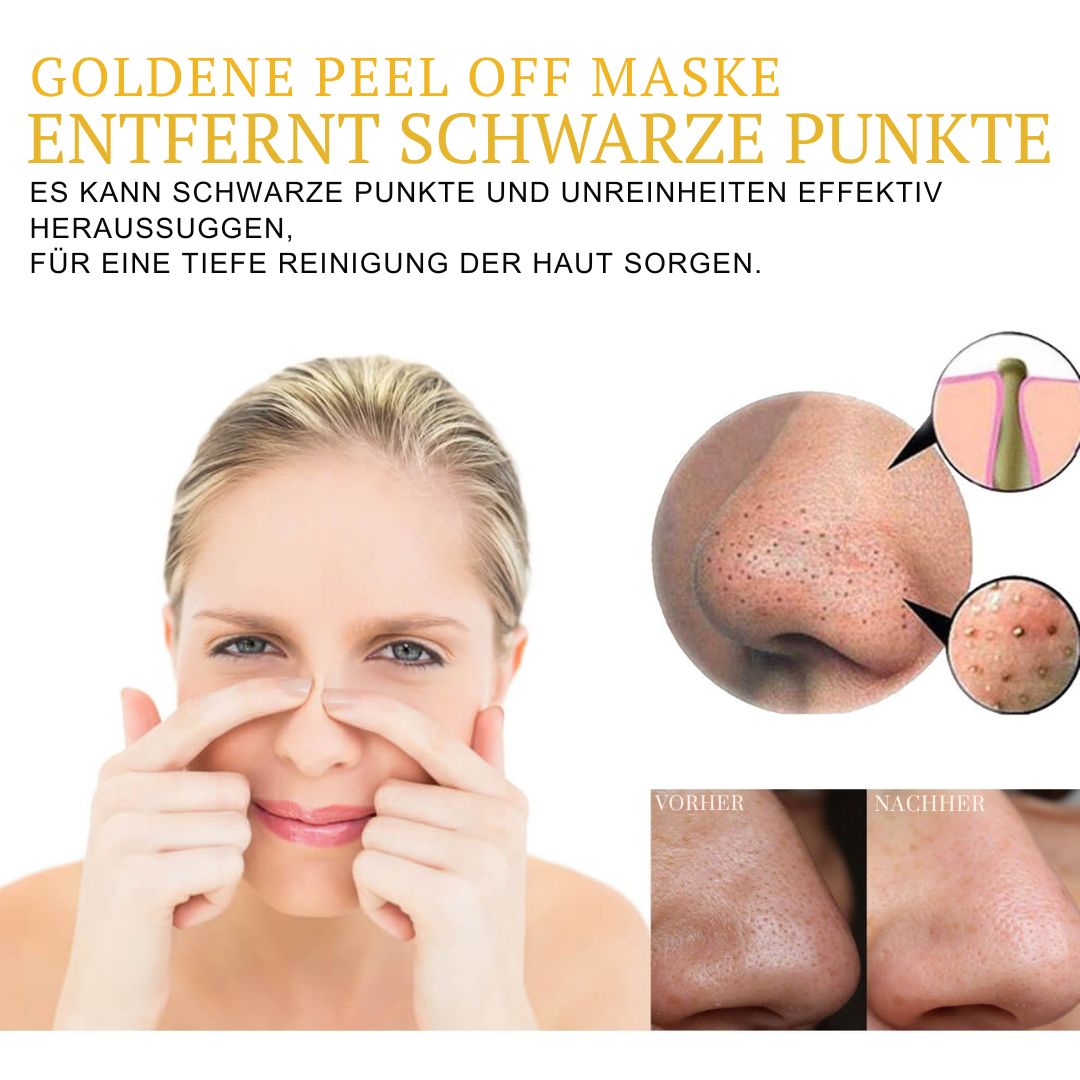 Goldene Peel-Off-Maske, reinigt Mitesser, Unreinheiten, lässt Falten verblassen, straffe Haut, Abstrichmaske