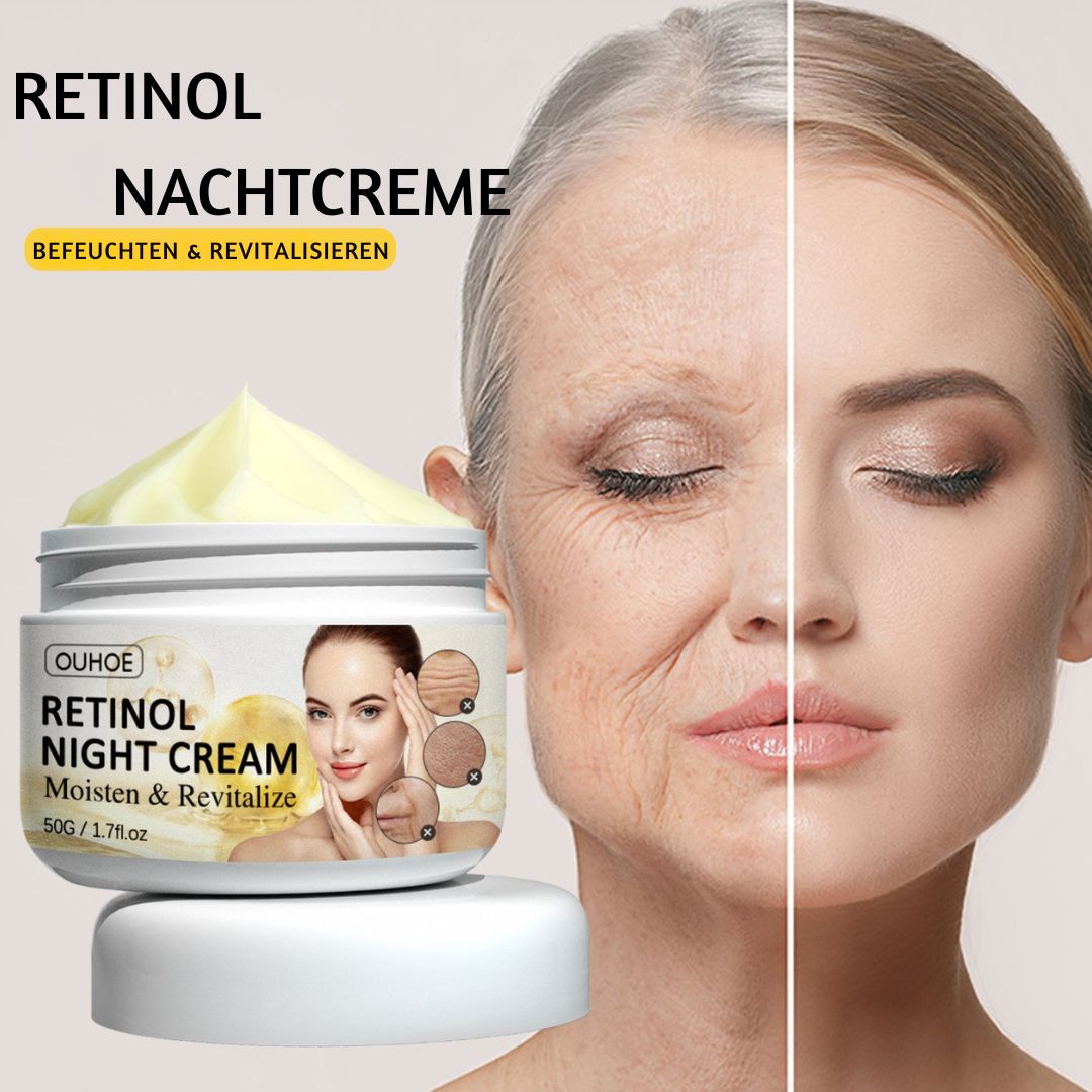 Retinol-Nachtcreme, reduziert feine Gesichtslinien und dunkle Augenringe, strafft die Haut und spendet Feuchtigkeit