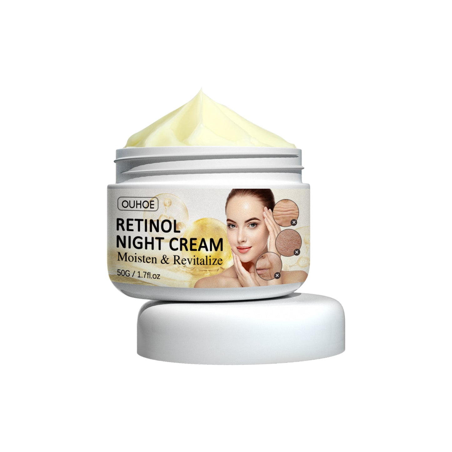 Retinol-Nachtcreme, reduziert feine Gesichtslinien und dunkle Augenringe, strafft die Haut und spendet Feuchtigkeit